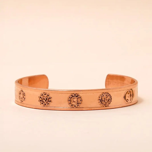 Handcraft Chakra Symbols & Energies Copper Bracelet |銅質手工脈輪符號與能量手鐲 (#YS006)