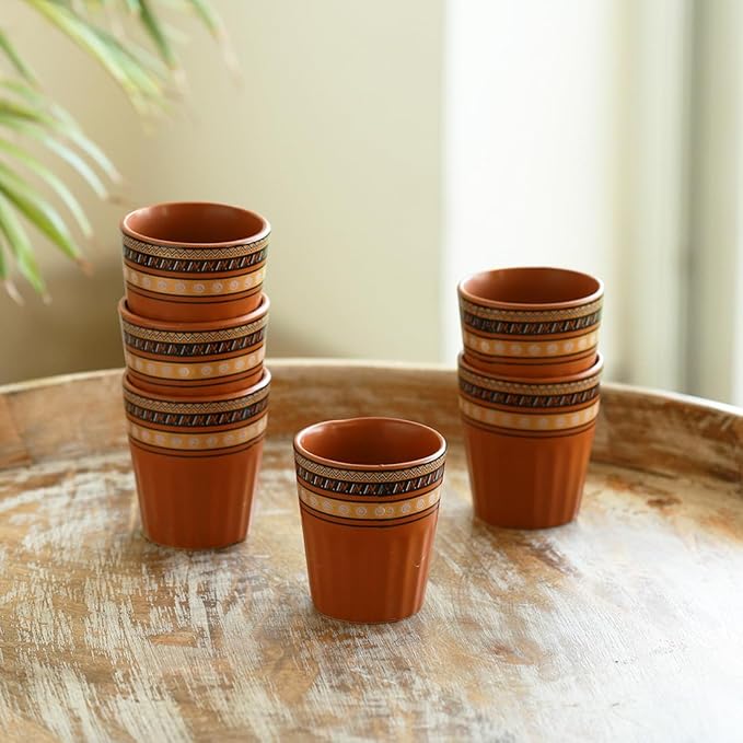 Ceramic Kullad Cups Set of 6 |陶茶杯套裝(6個裝)香料奶茶儀式