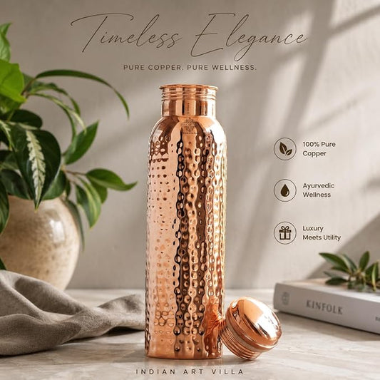 Ayurveda Hammered Copper Bottle (950ml) | 阿育吠陀銅水瓶 (#CB950)