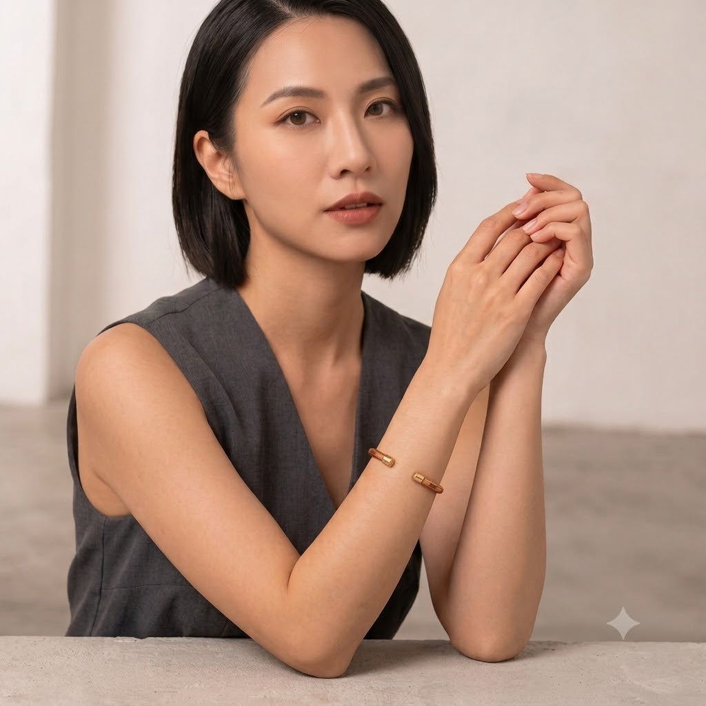 The Minimalist Dual-Cap Copper Bracelet | 極簡雙端黃銅工藝手鐲 | (YS024)