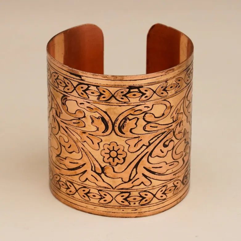 Antique Handcraft Copper Kada|純銅手工蔓草雕花能量手鐲 (#YS008)