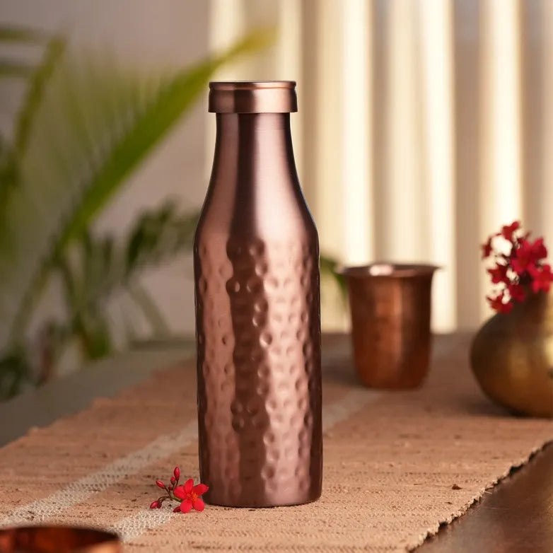 Antique Isha Copper Bottle (700ml) | 印度手錘銅水瓶 (#CB700)