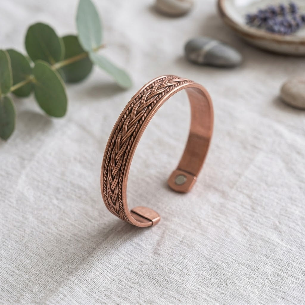 Copper Twisted Woven Magnetic Bracelet | 純銅磁療編織手鐲 (YS018)