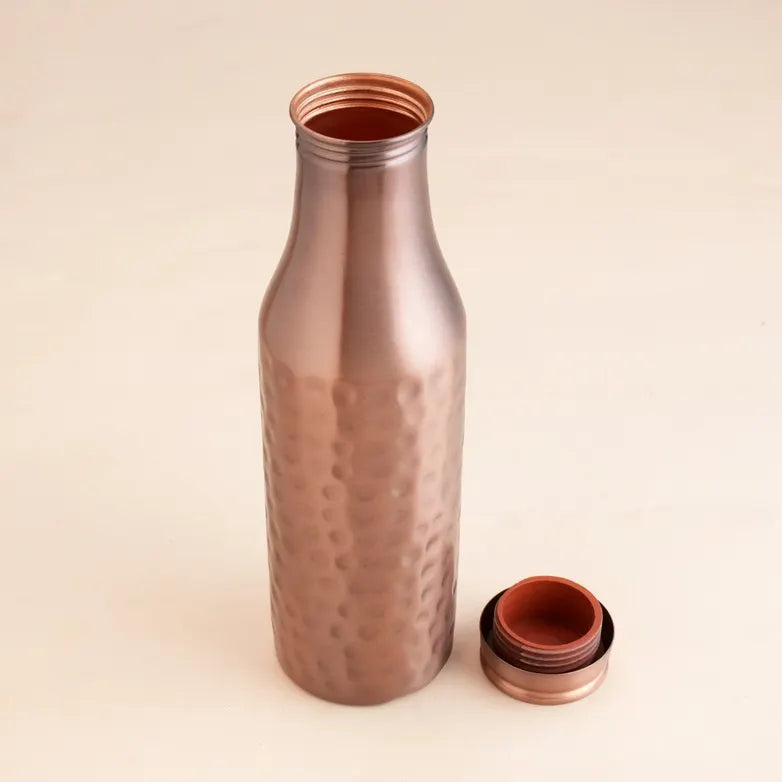 Antique Hammered Copper Bottle (700ml) 印度手工純銅雕刻水瓶|阿育吠陀飲用銅水習慣