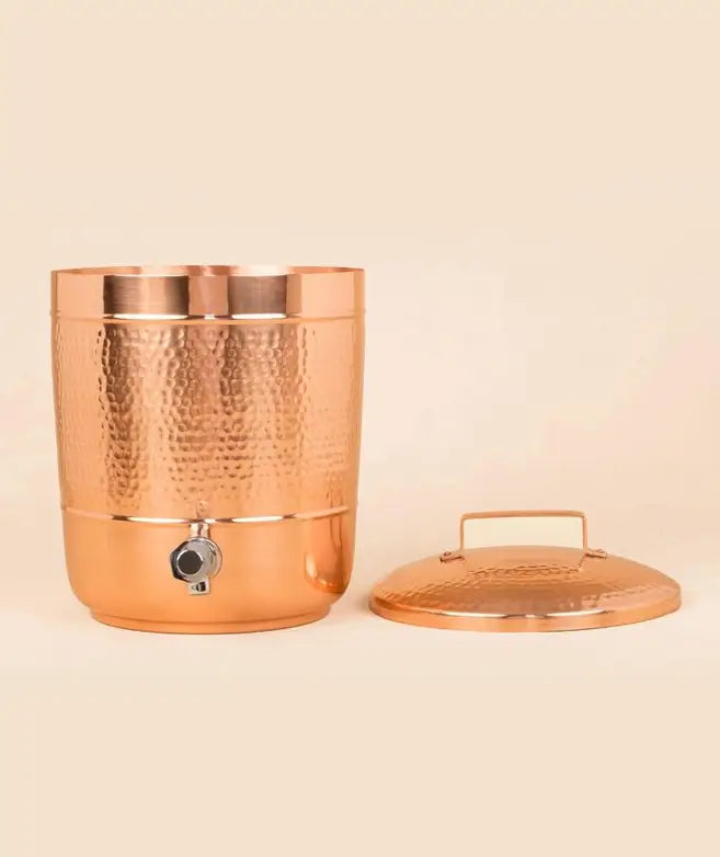 Olla de agua de cobre martillado (8L) ｜ 純銅精品儲水桶8公升