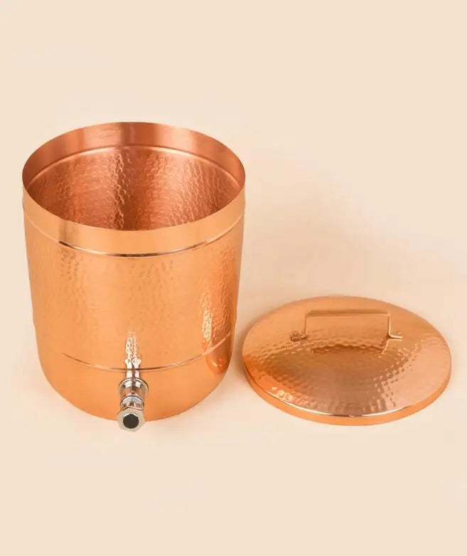Olla de agua de cobre martillado (8L) ｜ 純銅精品儲水桶8公升