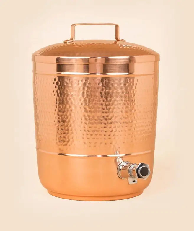 Olla de agua de cobre martillado (8L) ｜ 純銅精品儲水桶8公升