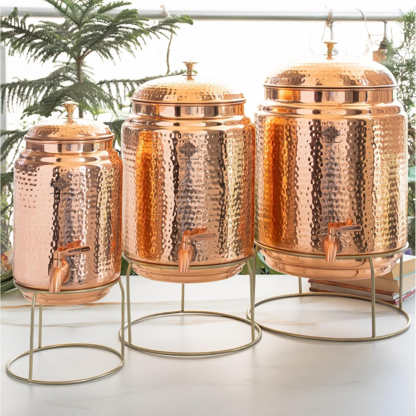 Olla de agua de cobre martillado (8L) ｜ 純銅精品儲水桶8公升