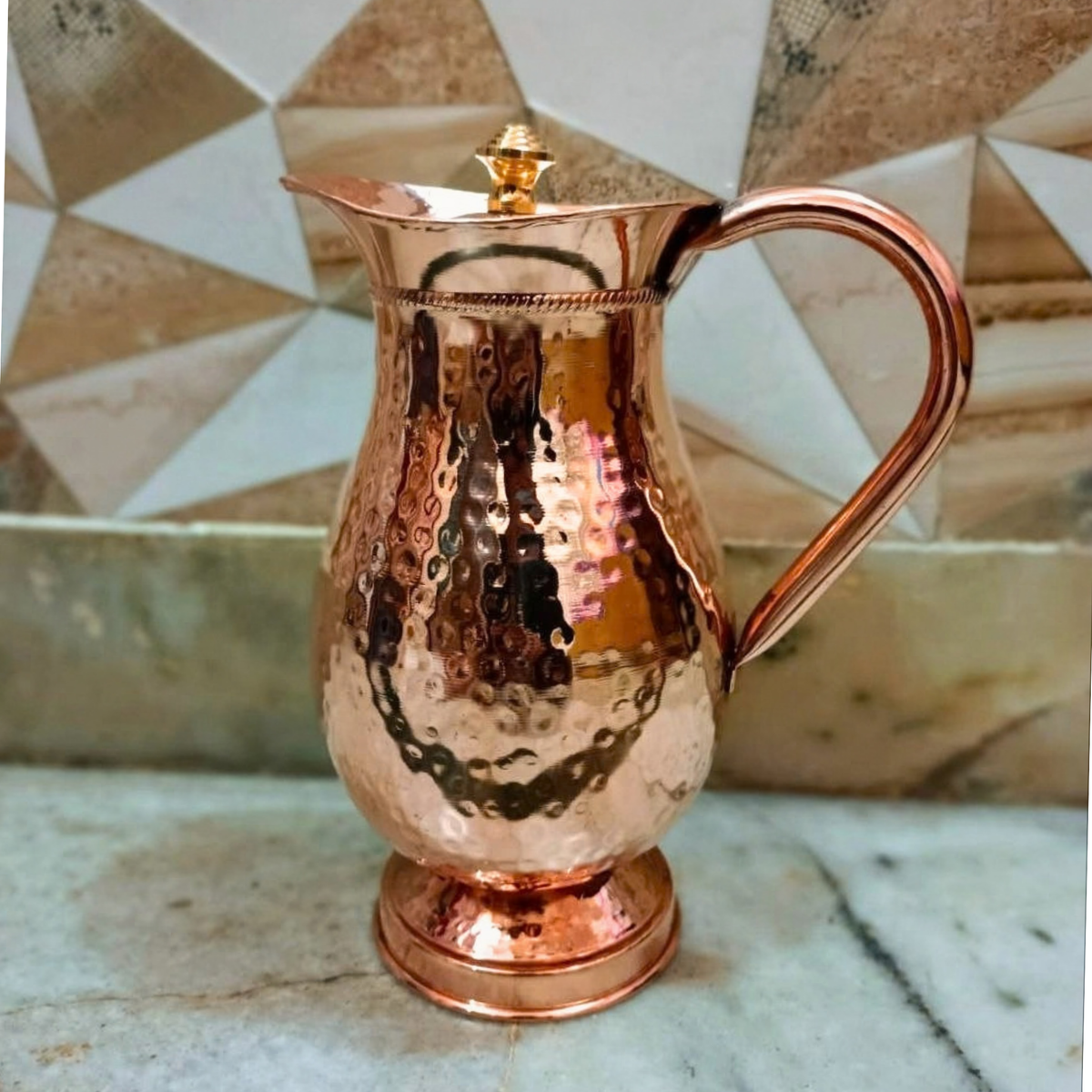 Ayurveda Antique Hammered Copper Jug｜ 純銅精品儲水壺  (#CJ012)