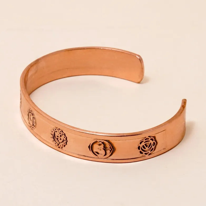 Handcraft Chakra Symbols & Energies Copper  Bracelet ｜銅質手工脈輪符號與能量手鐲 (#YS006)
