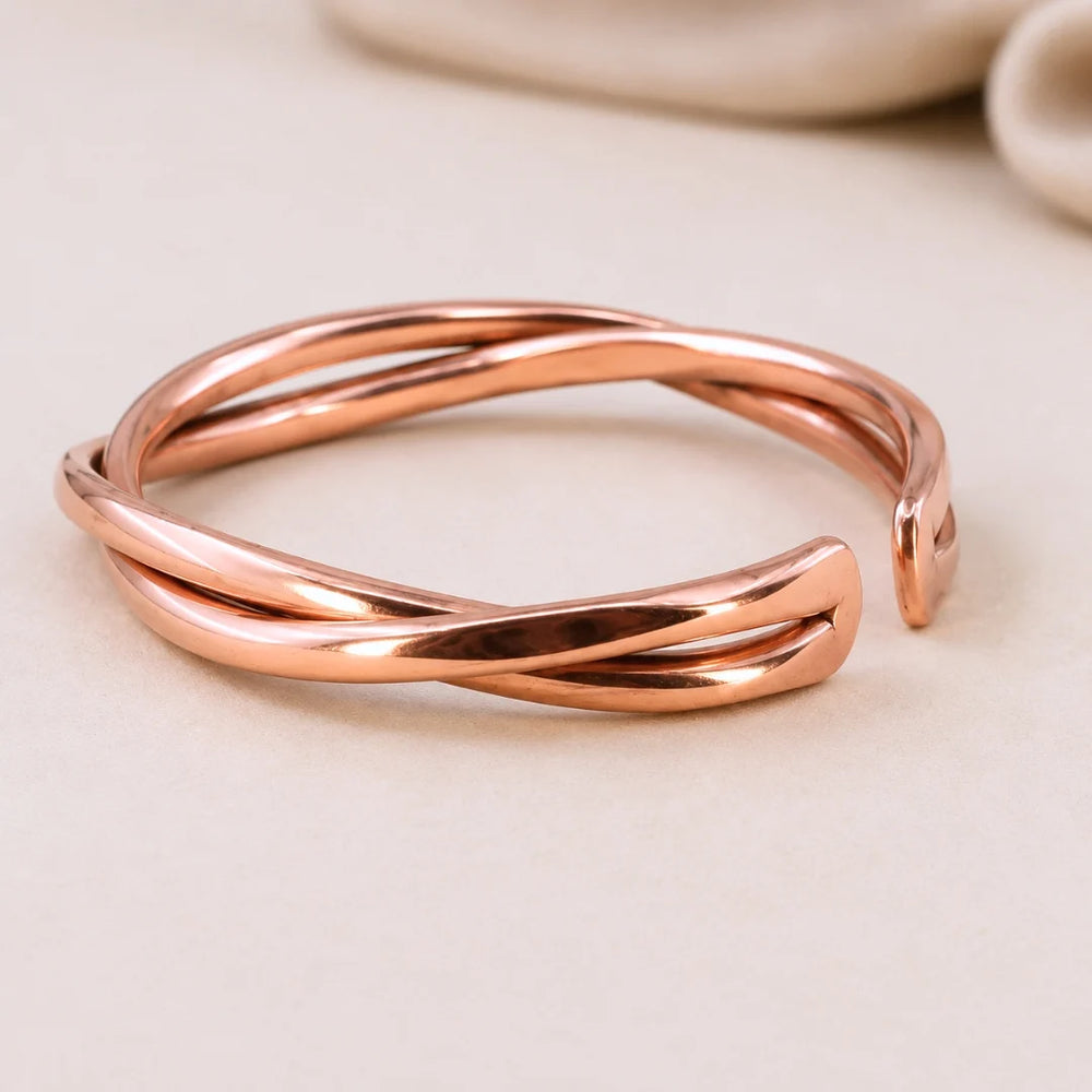 Minimalist Polished Elegant Double Twisted Copper Bracelet｜極簡純銅螺旋手鐲 (#YS046)