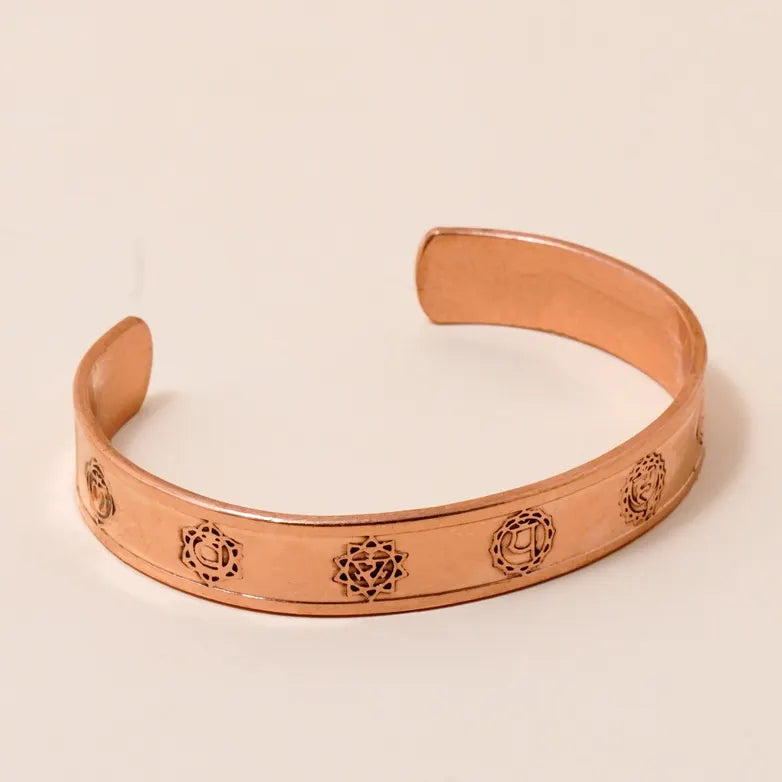 Handcraft Chakra Symbols & Energies Copper  Bracelet ｜銅質手工脈輪符號與能量手鐲 (#YS006)