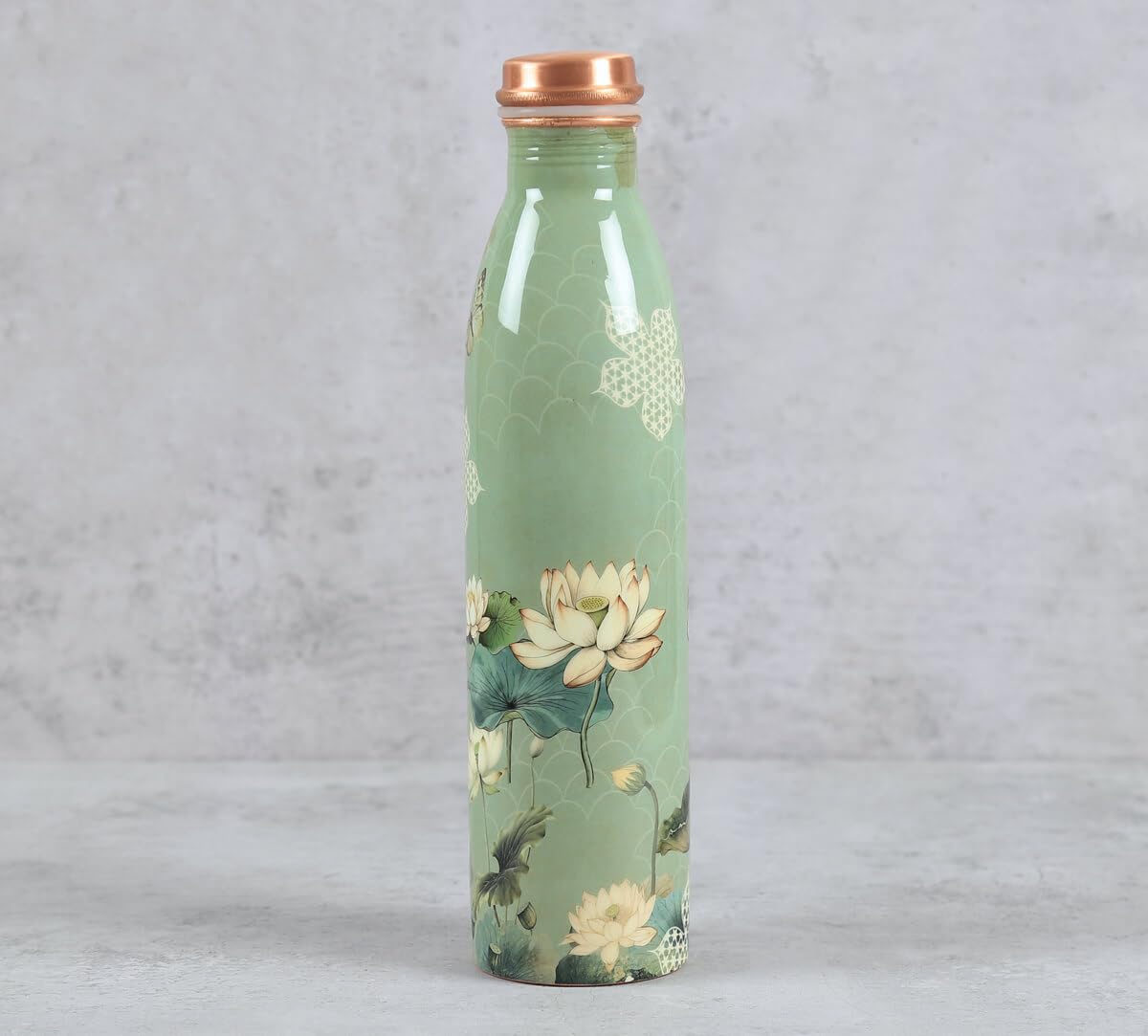 Botella de Cobre Azul Estampado Animal 500ml y 2 Tazas ｜ 印度手工純銅雕刻水瓶套裝｜阿育吠陀飲用銅水習慣