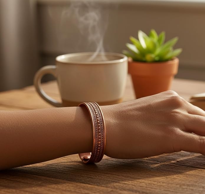 Hammered Retro Braid Copper Bracelet  |  立體壓紋編織純銅手鐲 (YS025)