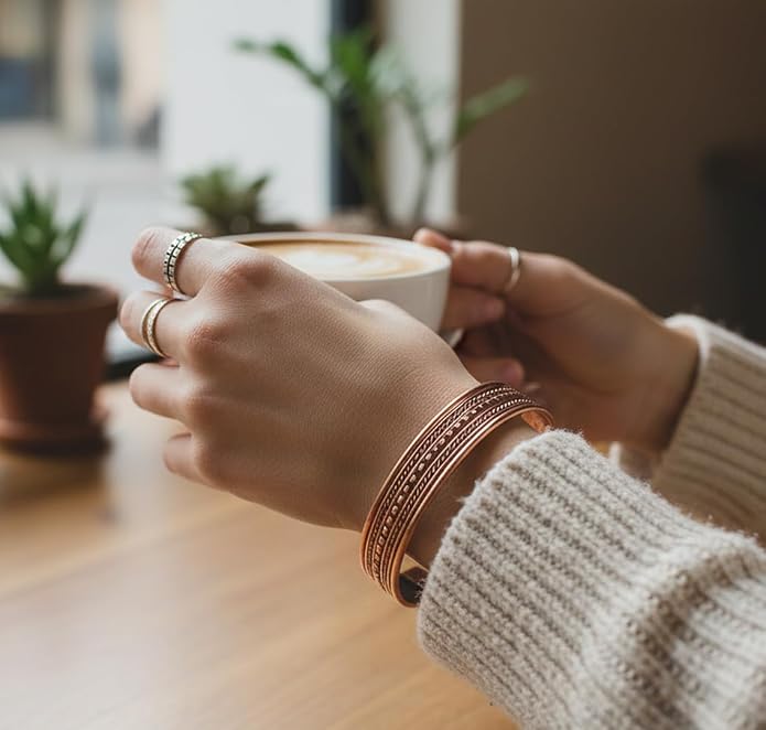 Hammered Retro Braid Copper Bracelet  |  立體壓紋編織純銅手鐲 (YS025)