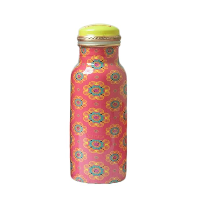 Copper Bottle - Red Mandala Meera Printed (500ml) ｜紅色曼陀羅銅水瓶（#NU002）