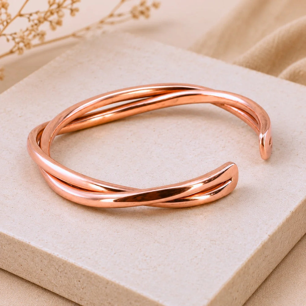 Minimalist Polished Elegant Double Twisted Copper Bracelet｜極簡純銅螺旋手鐲 (#YS046)