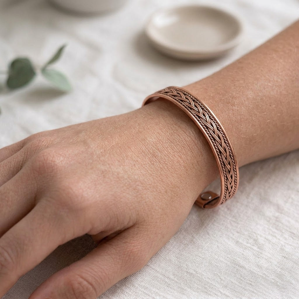 Copper Twisted Woven Magnetic Bracelet  |  純銅磁療編織手鐲 (YS018)