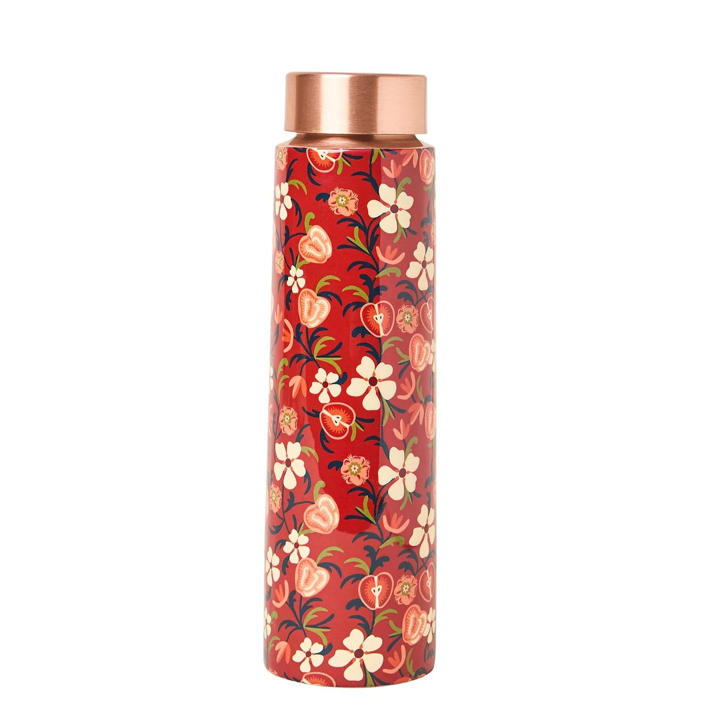 Copper Bottle Blue Printed Animal 500ml &amp; 2 Cups｜印度手工純銅雕刻水瓶套裝｜阿育吠陀復古銅水習慣