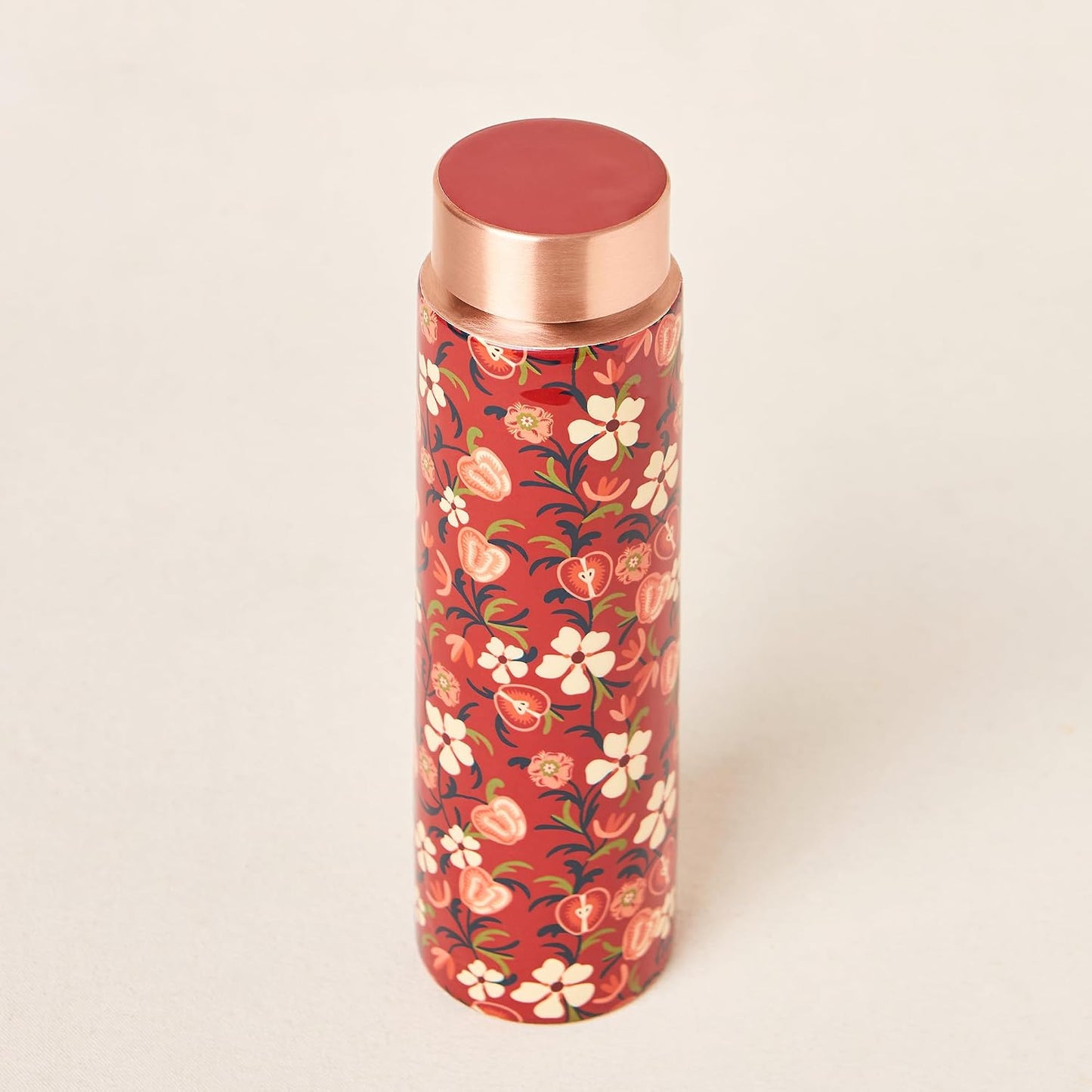 Copper Bottle Blue Printed Animal 500ml &amp; 2 Cups｜印度手工純銅雕刻水瓶套裝｜阿育吠陀復古銅水習慣