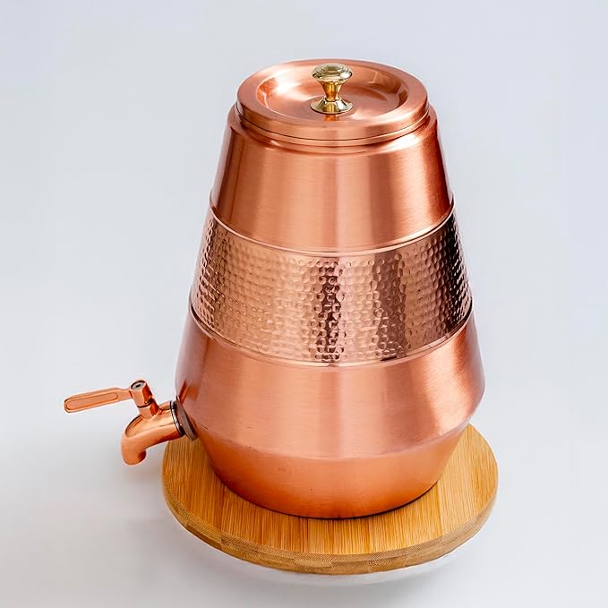 Olla de agua de cobre martillado (8L) ｜ 純銅精品儲水桶8公升