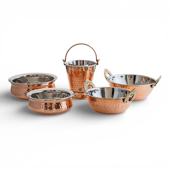 Ayurveda Antique Hammered Copper Jug Set with 2 Cups｜ 純銅精品儲水壺套裝及2水杯  (#CJ122)