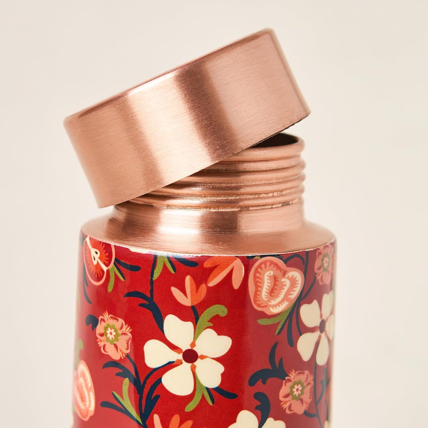 Copper Bottle Blue Printed Animal 500ml &amp; 2 Cups｜印度手工純銅雕刻水瓶套裝｜阿育吠陀復古銅水習慣