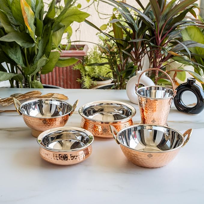 Ayurveda Antique Hammered Copper Jug Set with 2 Cups｜ 純銅精品儲水壺套裝及2水杯  (#CJ122)