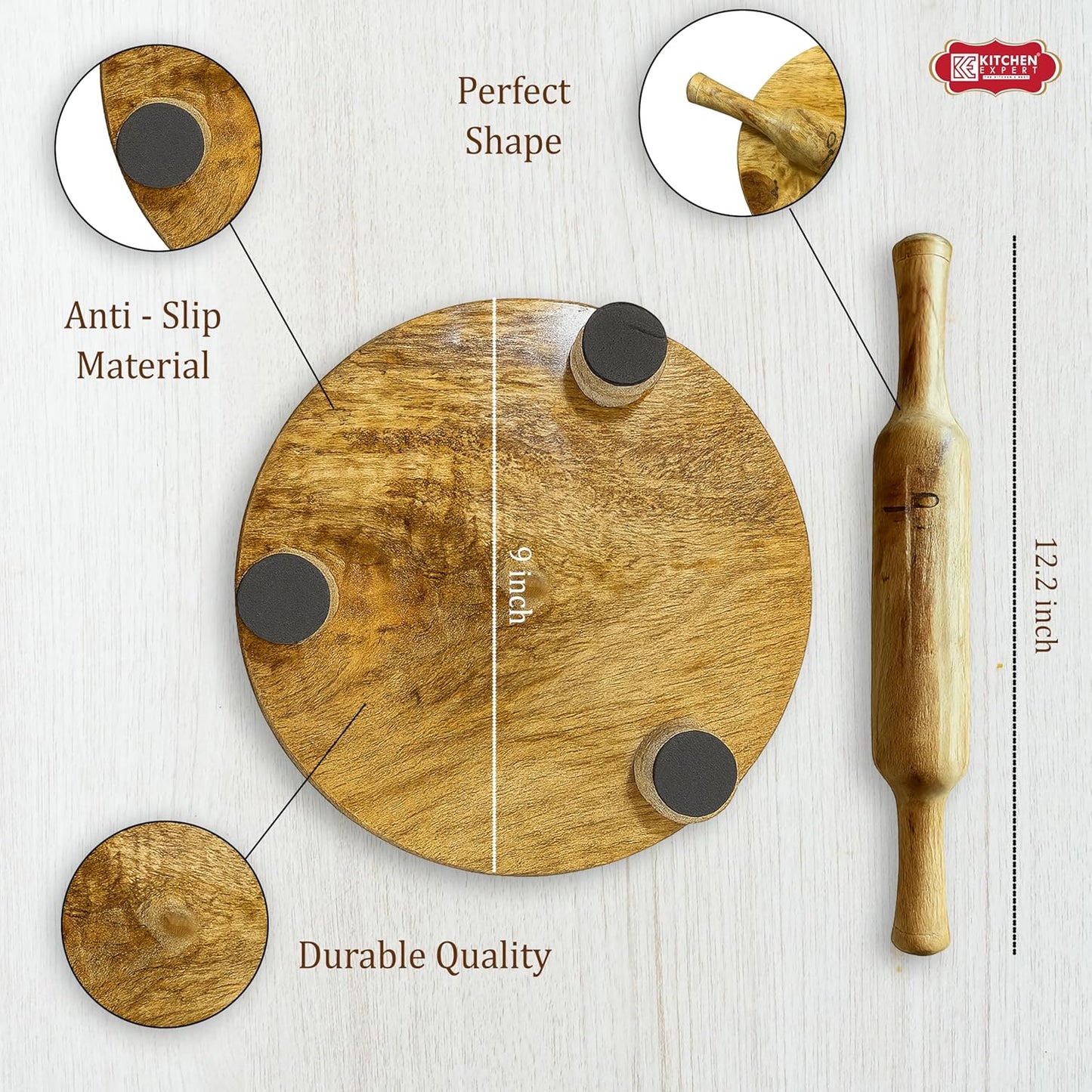 Wooden Chapati Chakla  | 印度木擀麵團工具 製作風味的 Roti 必備