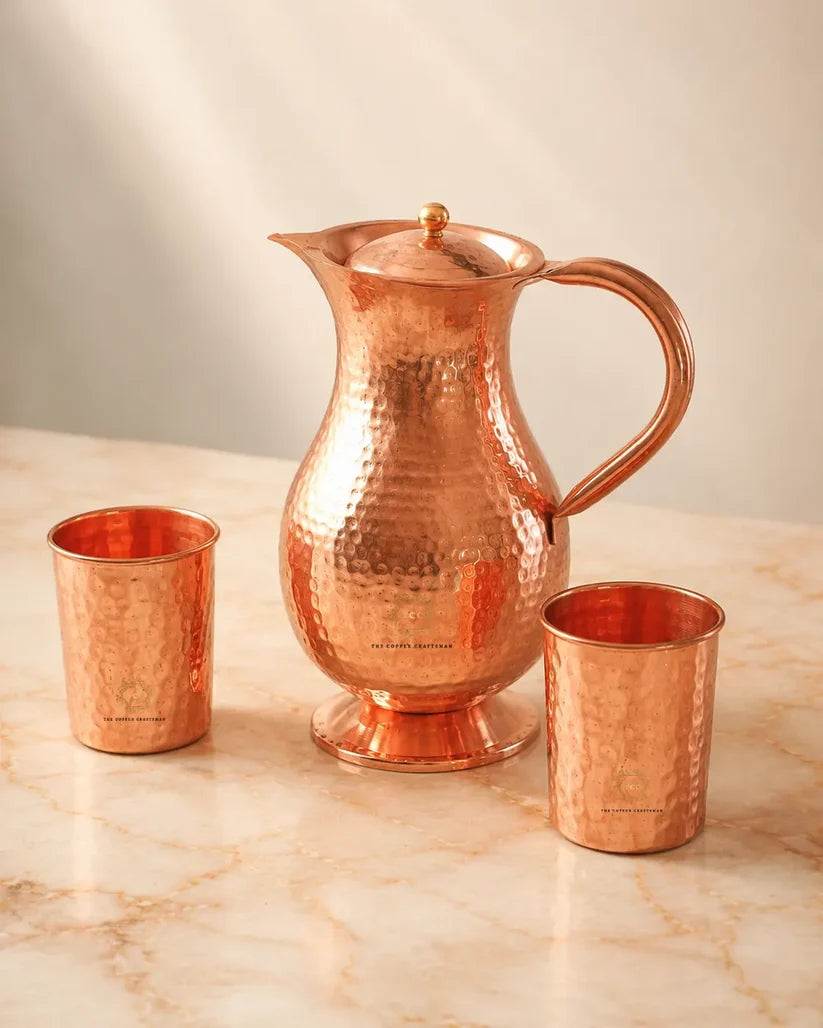 Olla de agua de cobre martillado (8L) ｜ 純銅精品儲水桶8公升