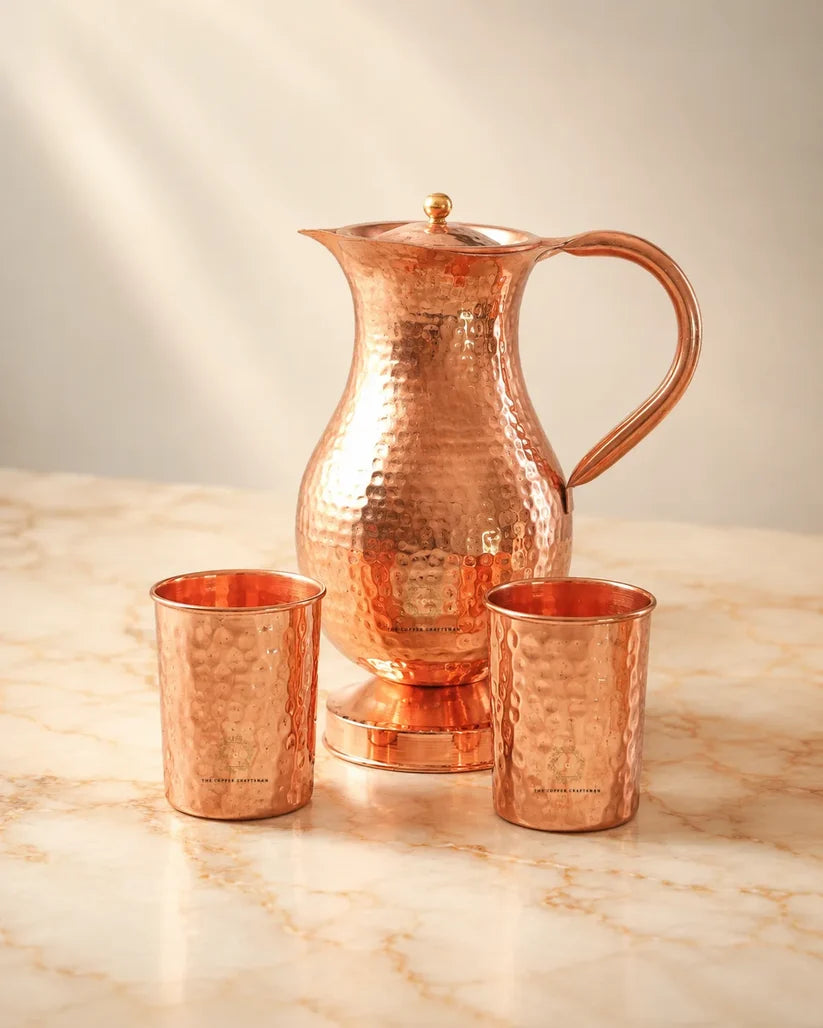 Olla de agua de cobre martillado (8L) ｜ 純銅精品儲水桶8公升