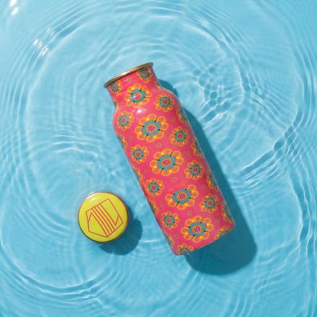 Copper Bottle - Red Mandala Meera Printed (500ml) ｜紅色曼陀羅銅水瓶（#NU002）