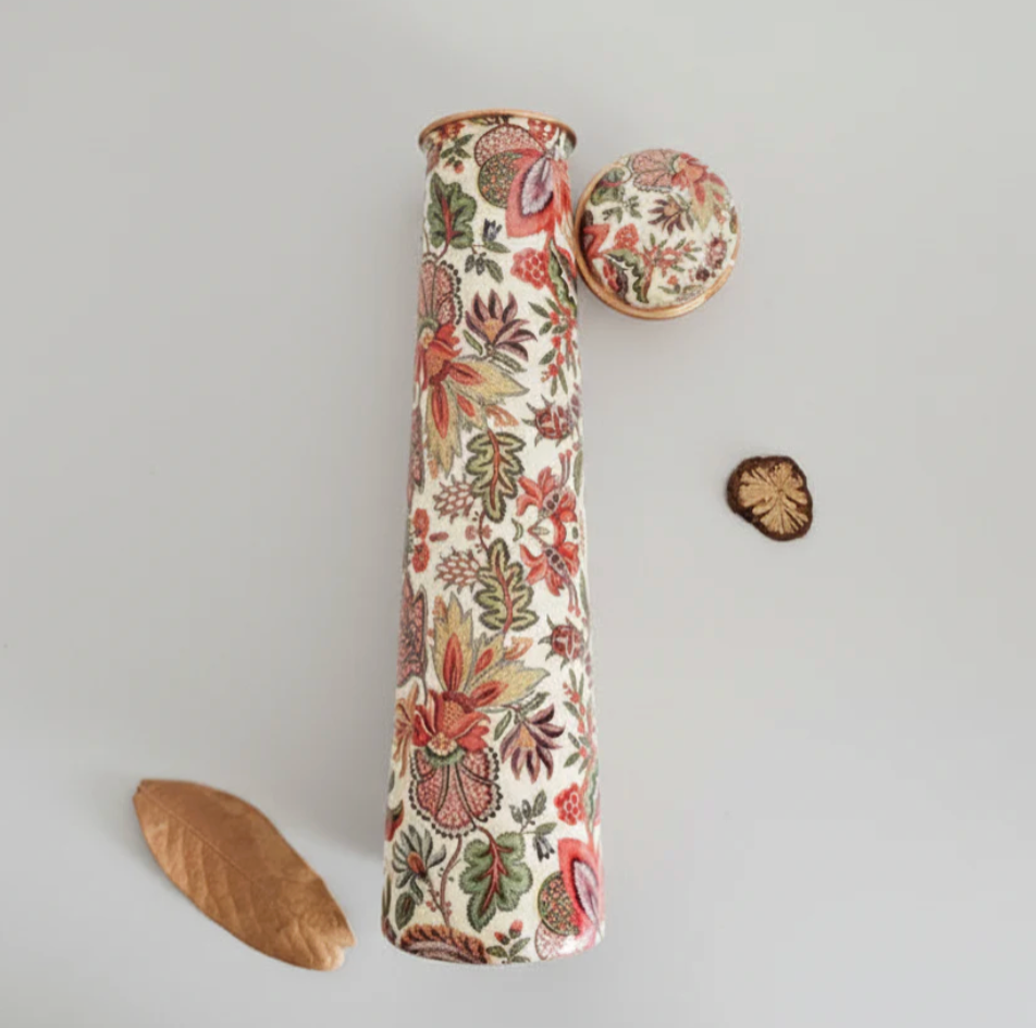 Copper Bottle Blue Printed Animal 500ml &amp; 2 Cups｜印度手工純銅雕刻水瓶套裝｜阿育吠陀復古銅水習慣