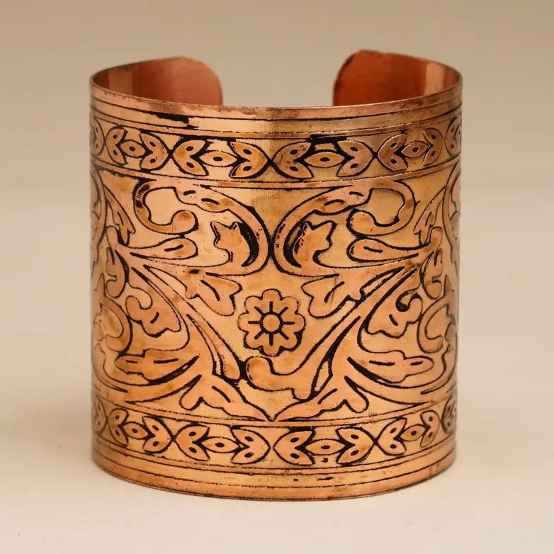 Antique Handcraft Copper Kada｜純銅手工蔓草雕花能量手鐲 (#YS008)