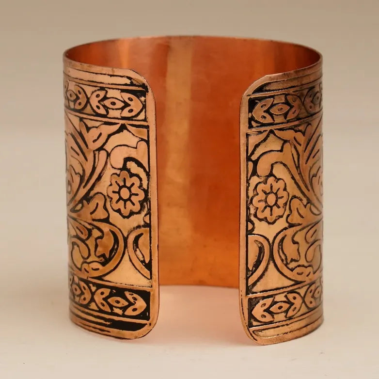 Antique Handcraft Copper Kada｜純銅手工蔓草雕花能量手鐲 (#YS008)
