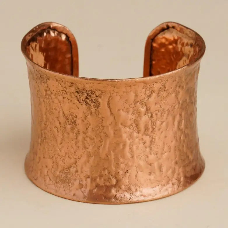 Hammered Style Copper Kada｜純銅手工鍛打錘紋寬手環 （#YS007）