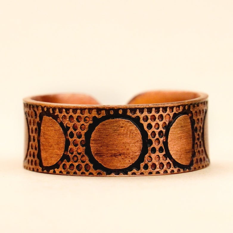 Handcrafted Moon Phase Copper Ring ｜手作感月盈律動純銅戒指 (#YS019)