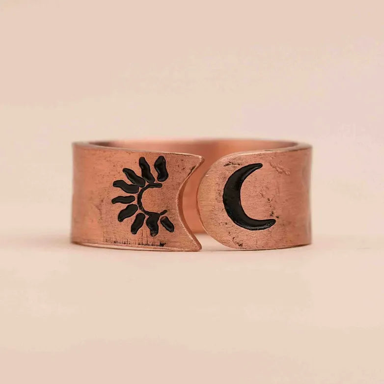 Handcrafted Surya & Moon Copper Ring ｜純銅手作日月平衡戒指 (#YS022)