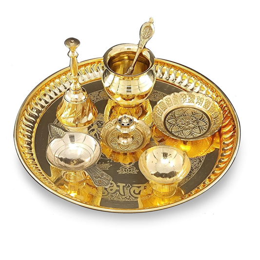 8" Brass Puja Set | 8英吋典藏黃銅儀式套組