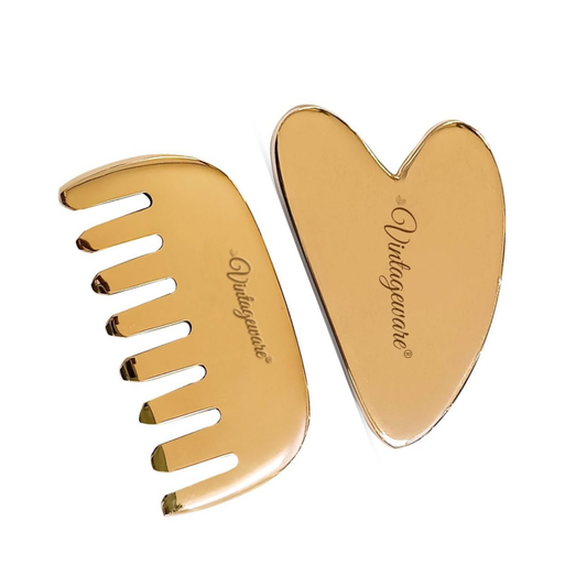 Kansa Comb & Kansa Gua Sha Combo 青銅按摩臉部梳子及經典刮痧板組合｜ 排毒儀式