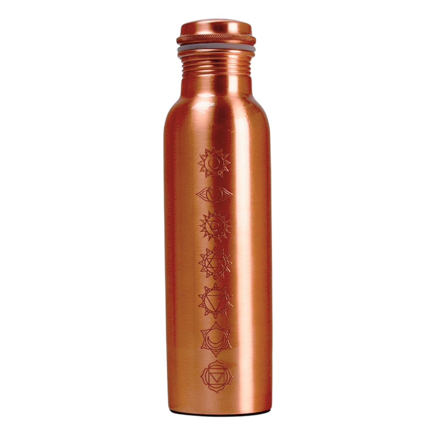 Copper Bottle Crafted with Charka 印度手工純銅雕刻水瓶 (淺啡色）｜阿育吠陀飲用銅水習慣