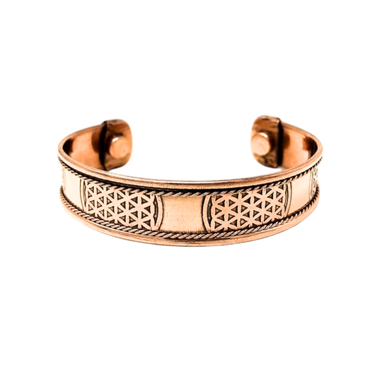 Flower of Life Copper Bracelet  |  神聖幾何生命之花純銅手鐲 (#YS026)