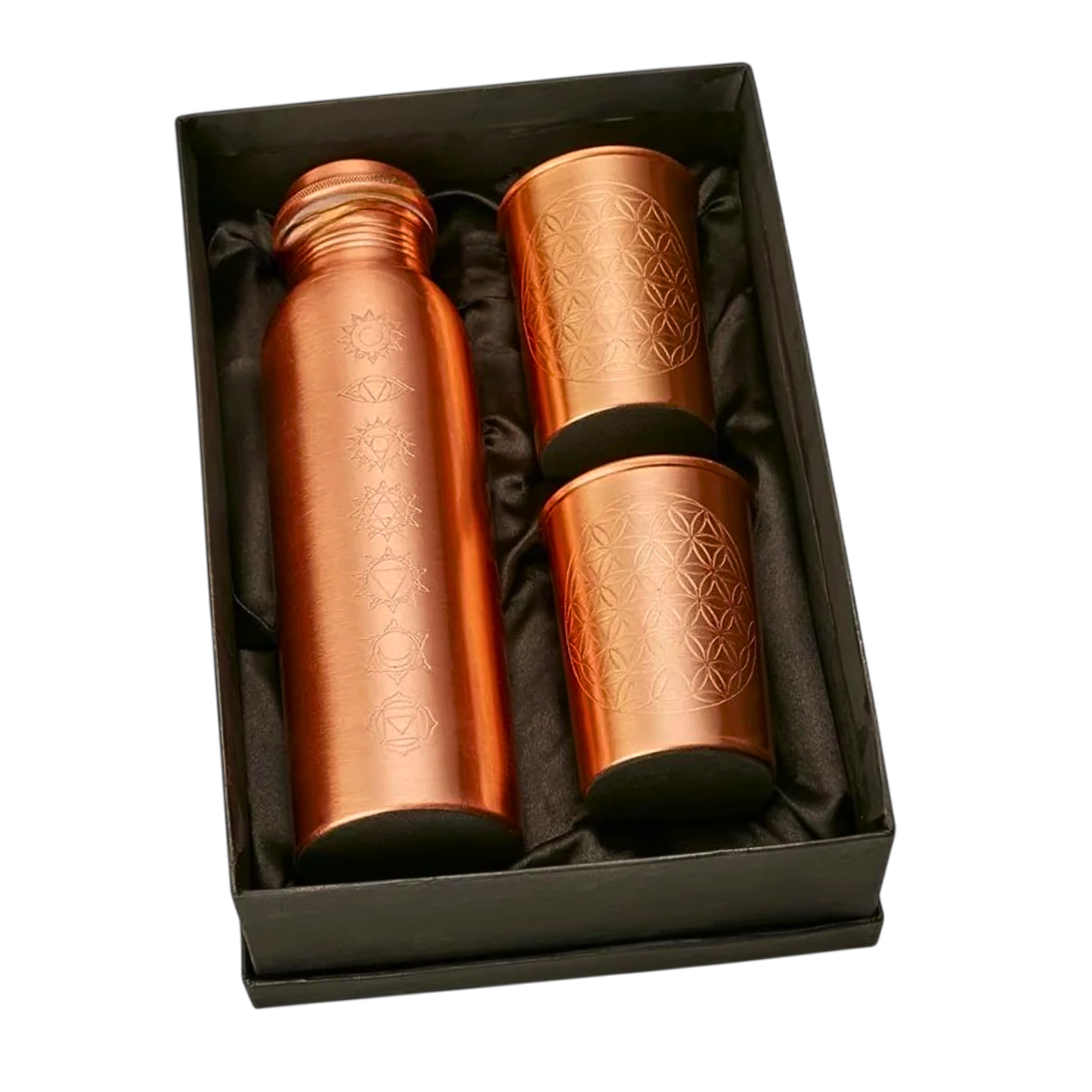 Copper Bottle Crafted with Charka 印度手工純銅雕刻水瓶 (深色套裝）｜阿育吠陀飲用銅水習慣