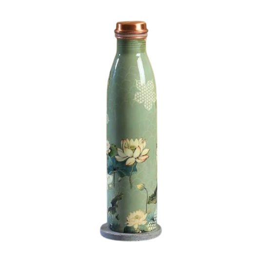 Copper Lotus Printed Bottle  (950ml) ｜ 印度手工純銅水瓶｜阿育吠陀飲用銅水習慣