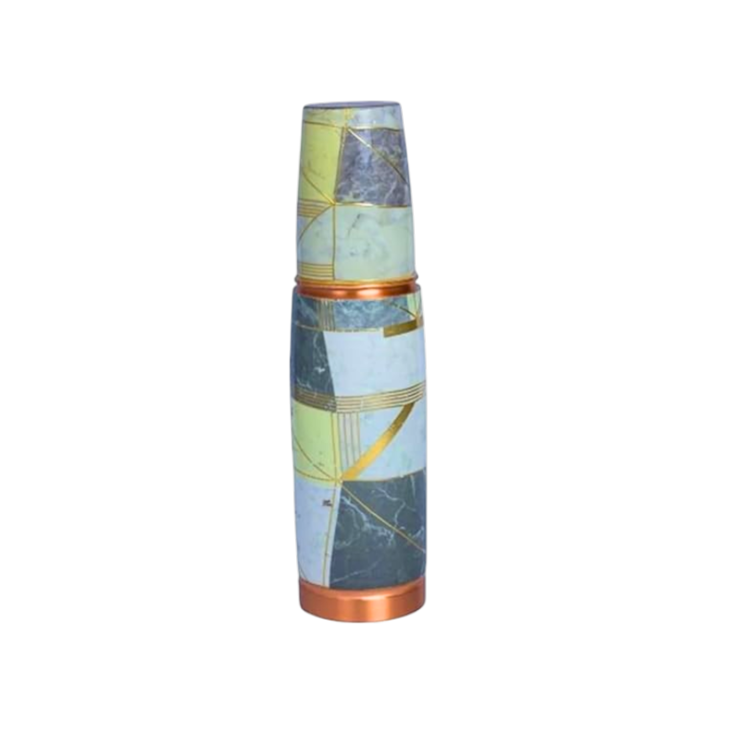 Copper Meena Marbel Bottle (950ml Bottle & Cup) ｜ 印度手工純銅水瓶旅行套裝