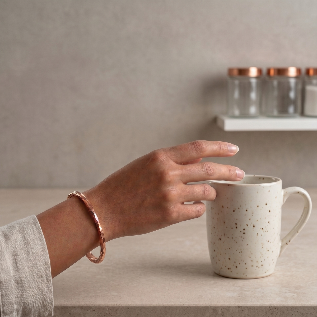 Minimalist Hammered Copper Bracelet |  簡約手工錘紋手鐲  (#YS011)