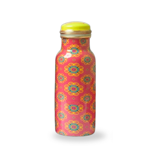 Copper Bottle - Red Mandala Meera Printed (500ml) ｜紅色曼陀羅銅水瓶（#NU002）