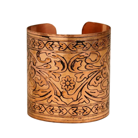 Antique Handcraft Copper Kada｜純銅手工蔓草雕花能量手鐲 (#YS008)