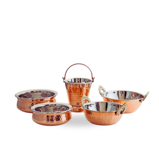 Ayurveda Antique Hammered Copper Jug Set with 2 Cups｜ 純銅精品儲水壺套裝及2水杯  (#CJ122)