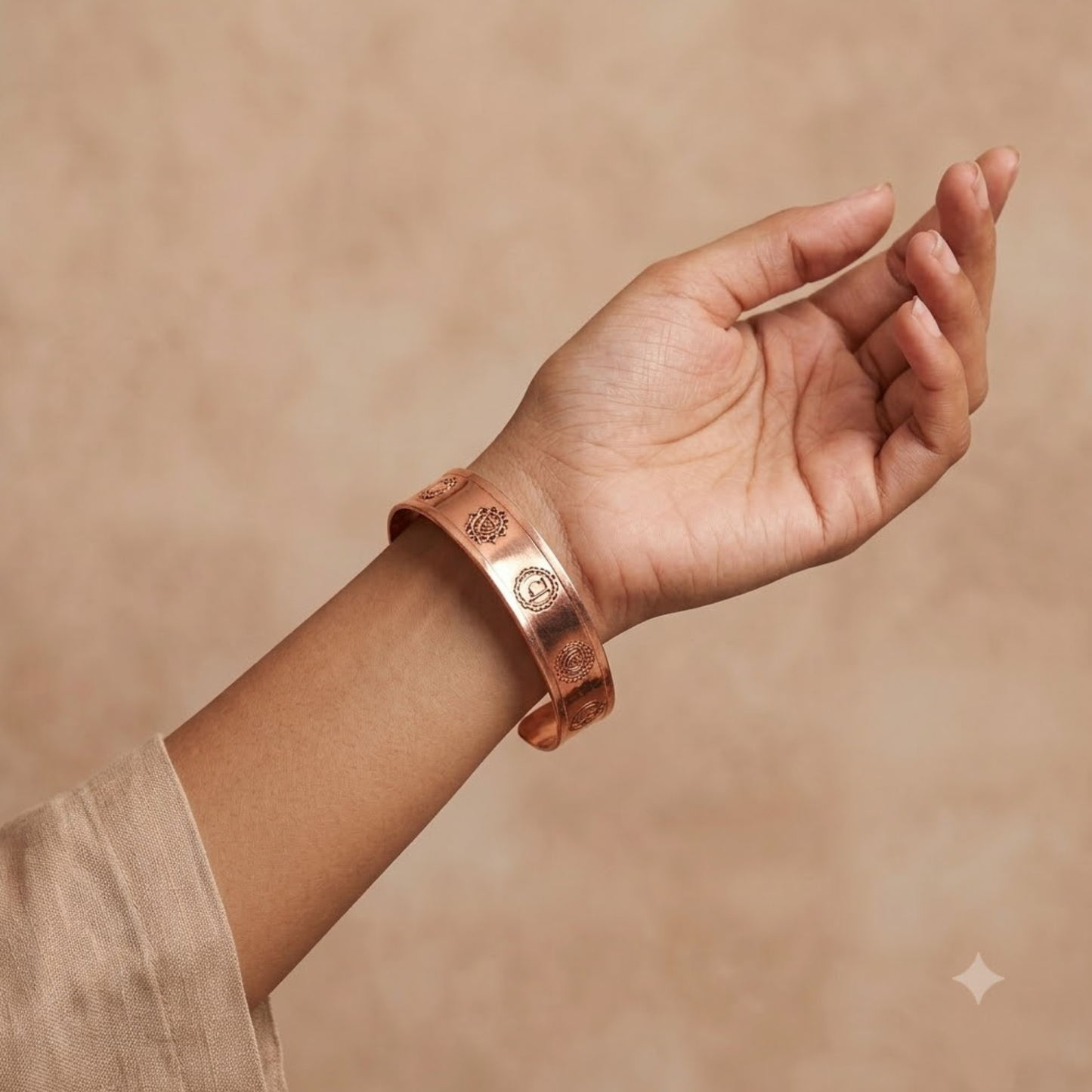 Handcraft Chakra Symbols & Energies Copper  Bracelet ｜銅質手工脈輪符號與能量手鐲 (#YS006)